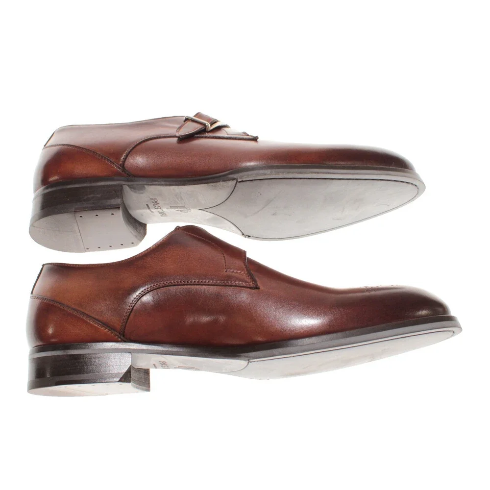 Pastori NWB Single Monk Strap Dress Shoes Size 11.5 US in Brown Leather